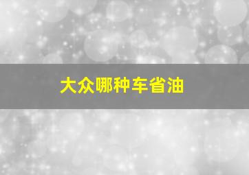 大众哪种车省油