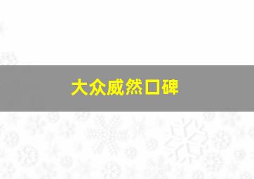 大众威然口碑