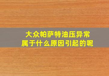 大众帕萨特油压异常属于什么原因引起的呢