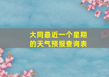 大同最近一个星期的天气预报查询表