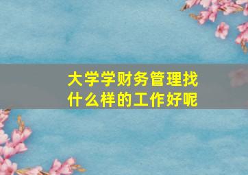 大学学财务管理找什么样的工作好呢