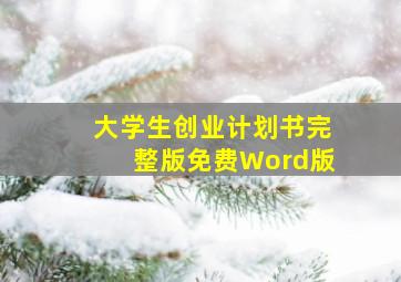 大学生创业计划书完整版免费Word版