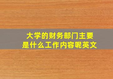 大学的财务部门主要是什么工作内容呢英文