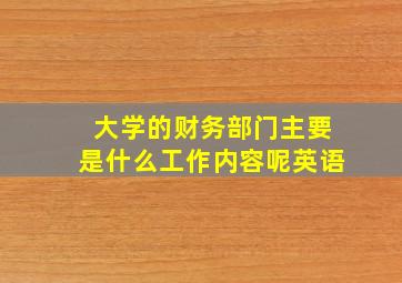 大学的财务部门主要是什么工作内容呢英语