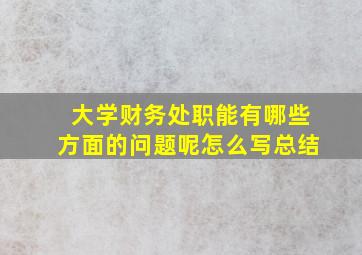 大学财务处职能有哪些方面的问题呢怎么写总结