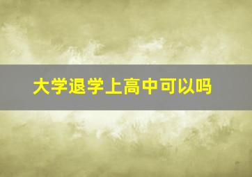 大学退学上高中可以吗