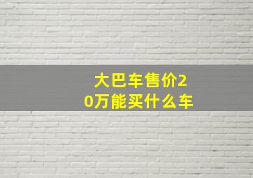 大巴车售价20万能买什么车