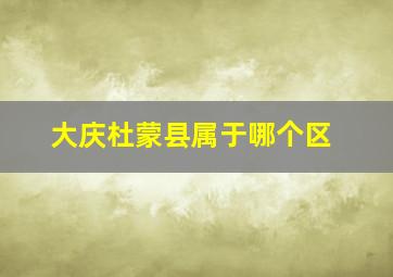 大庆杜蒙县属于哪个区