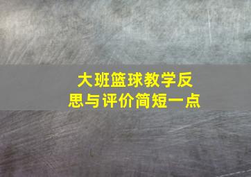 大班篮球教学反思与评价简短一点