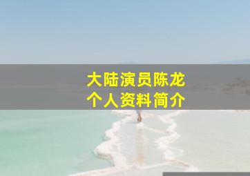 大陆演员陈龙个人资料简介