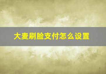 大麦刷脸支付怎么设置