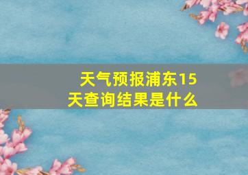 天气预报浦东15天查询结果是什么