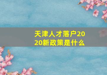 天津人才落户2020新政策是什么