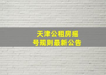 天津公租房摇号规则最新公告