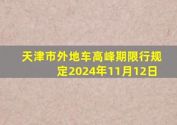 天津市外地车高峰期限行规定2024年11月12日