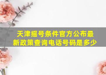 天津摇号条件官方公布最新政策查询电话号码是多少