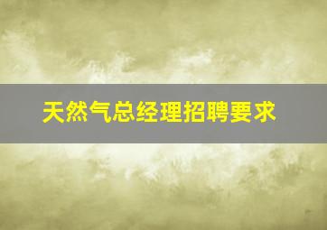 天然气总经理招聘要求