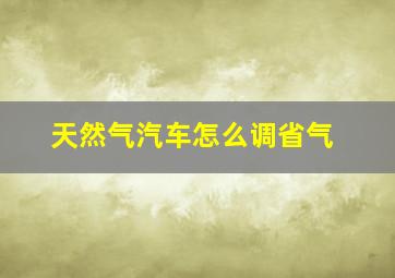 天然气汽车怎么调省气