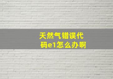 天然气错误代码e1怎么办啊