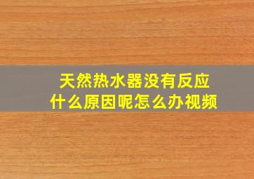 天然热水器没有反应什么原因呢怎么办视频