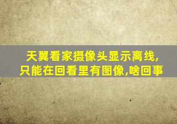 天翼看家摄像头显示离线,只能在回看里有图像,啥回事