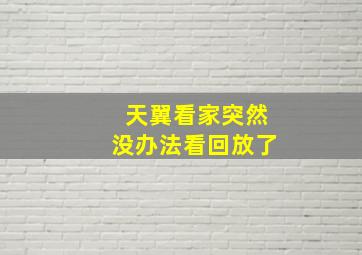 天翼看家突然没办法看回放了