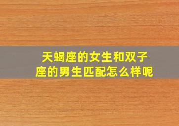 天蝎座的女生和双子座的男生匹配怎么样呢