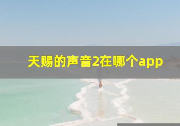 天赐的声音2在哪个app