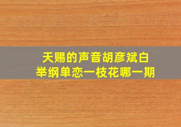 天赐的声音胡彦斌白举纲单恋一枝花哪一期