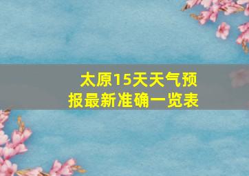 太原15天天气预报最新准确一览表