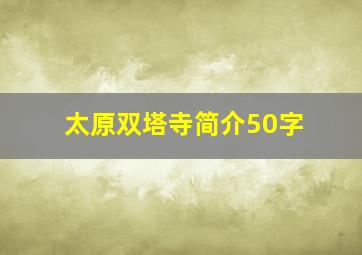 太原双塔寺简介50字