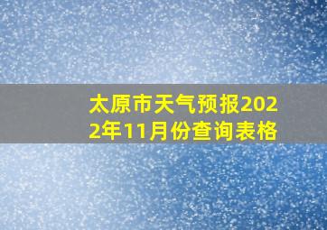 太原市天气预报2022年11月份查询表格