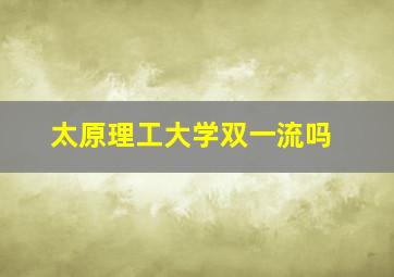 太原理工大学双一流吗