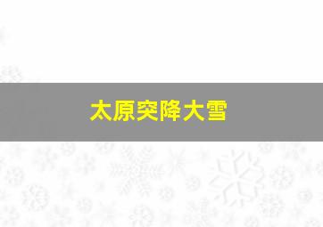 太原突降大雪