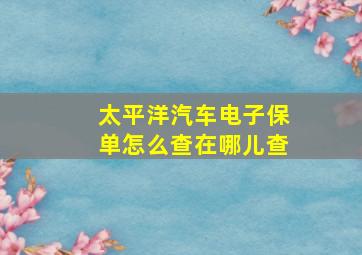 太平洋汽车电子保单怎么查在哪儿查