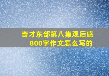 奇才东部第八集观后感800字作文怎么写的