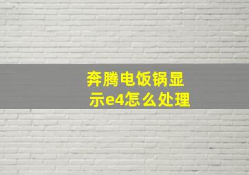 奔腾电饭锅显示e4怎么处理