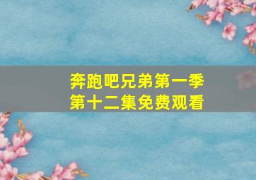 奔跑吧兄弟第一季第十二集免费观看