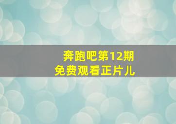 奔跑吧第12期免费观看正片儿