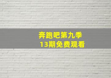 奔跑吧第九季13期免费观看