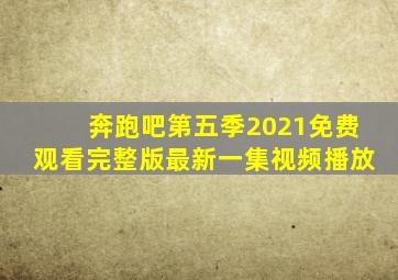 奔跑吧第五季2021免费观看完整版最新一集视频播放