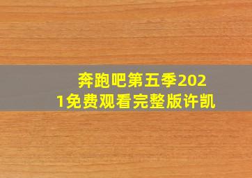 奔跑吧第五季2021免费观看完整版许凯