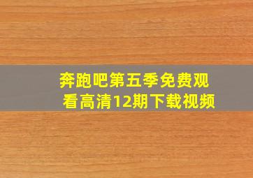 奔跑吧第五季免费观看高清12期下载视频