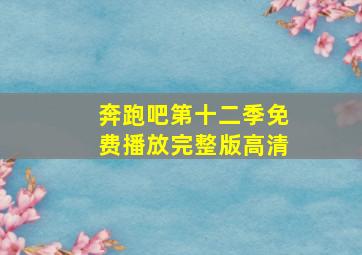 奔跑吧第十二季免费播放完整版高清