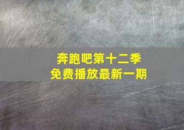 奔跑吧第十二季免费播放最新一期