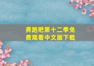 奔跑吧第十二季免费观看中文版下载