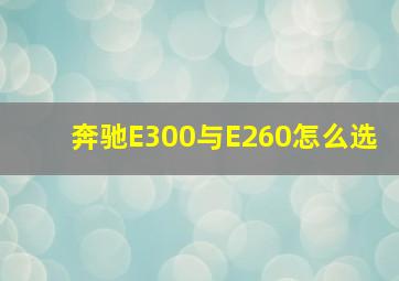 奔驰E300与E260怎么选