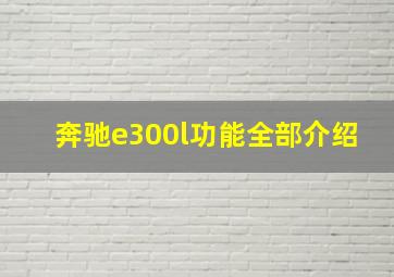 奔驰e300l功能全部介绍