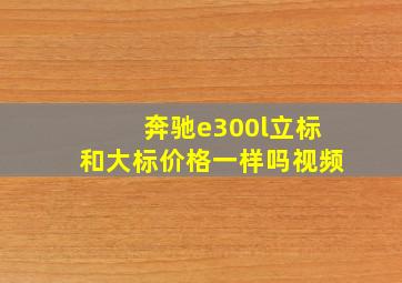 奔驰e300l立标和大标价格一样吗视频