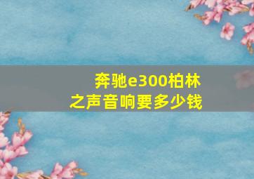 奔驰e300柏林之声音响要多少钱